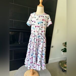 Colorful Car Print Kids Dress